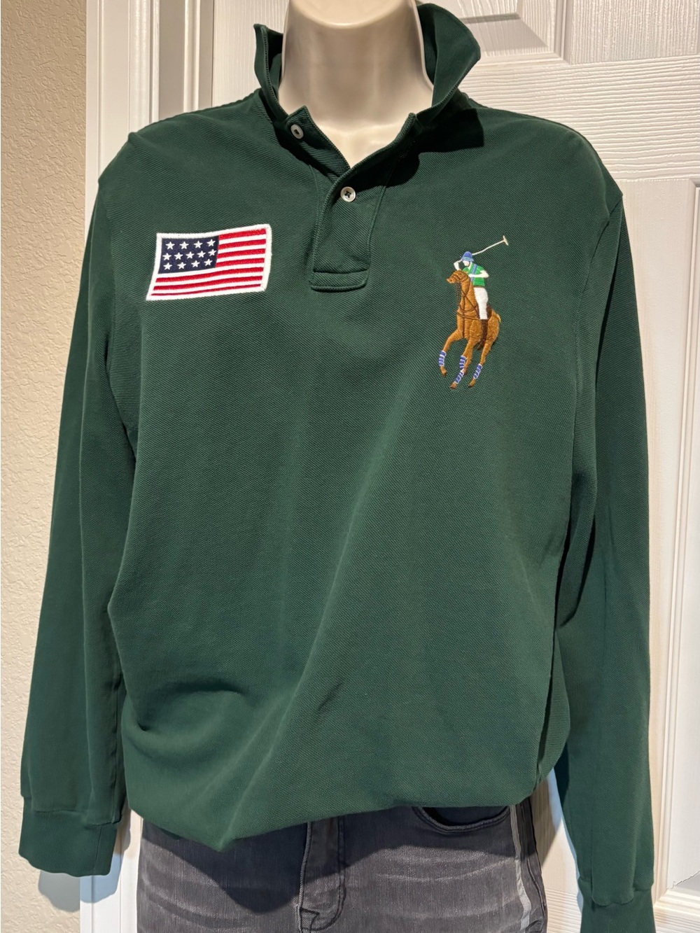 Polo Ralph Lauren Men's Rugby style polo shirt— oversized Embroidered Polo logo
